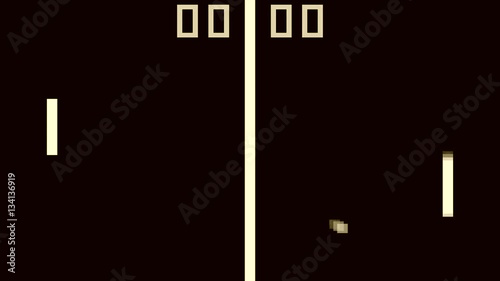 TV Tennis retro style game pixelated graphics sepia gray