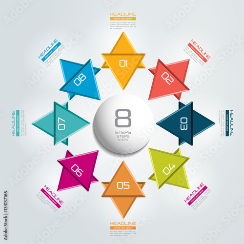 8 steps connected infographic. Vector illustration.