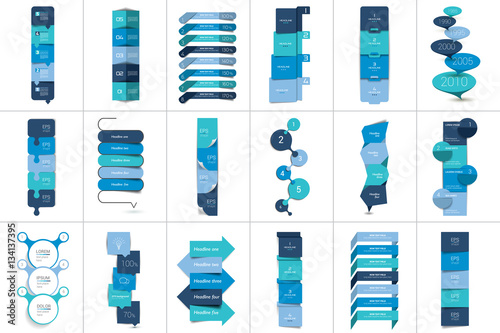 Mega set of Option step by step vertical schedule, tab, banner, bar. Vector design infographic.