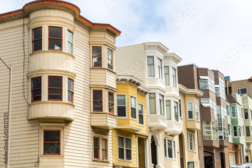 San Francisco architecture, wooden houses on hill