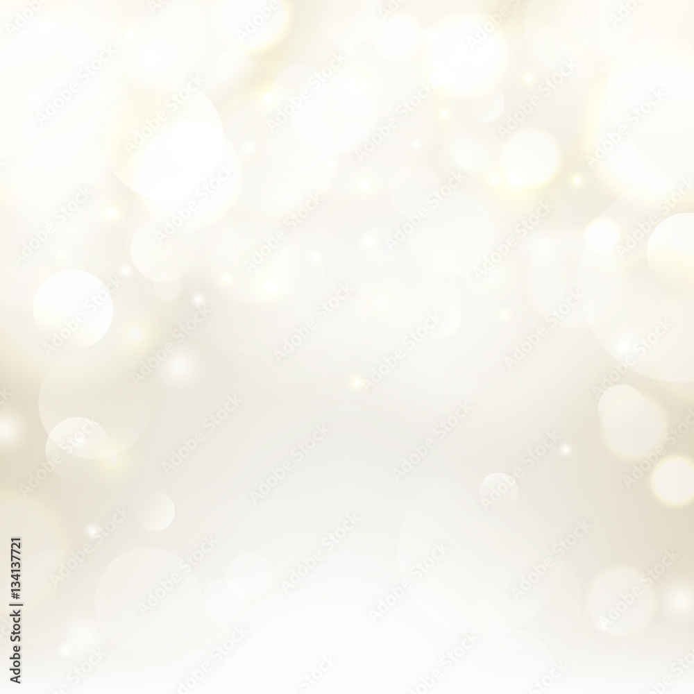 Vector bokeh background.Universal festive defocused white lights. Abstract blurred illustration.