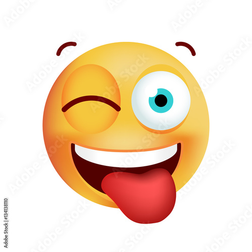Cute Emoticon with Stuck Out tongueo n White Background. Isolated Vector Illustration 