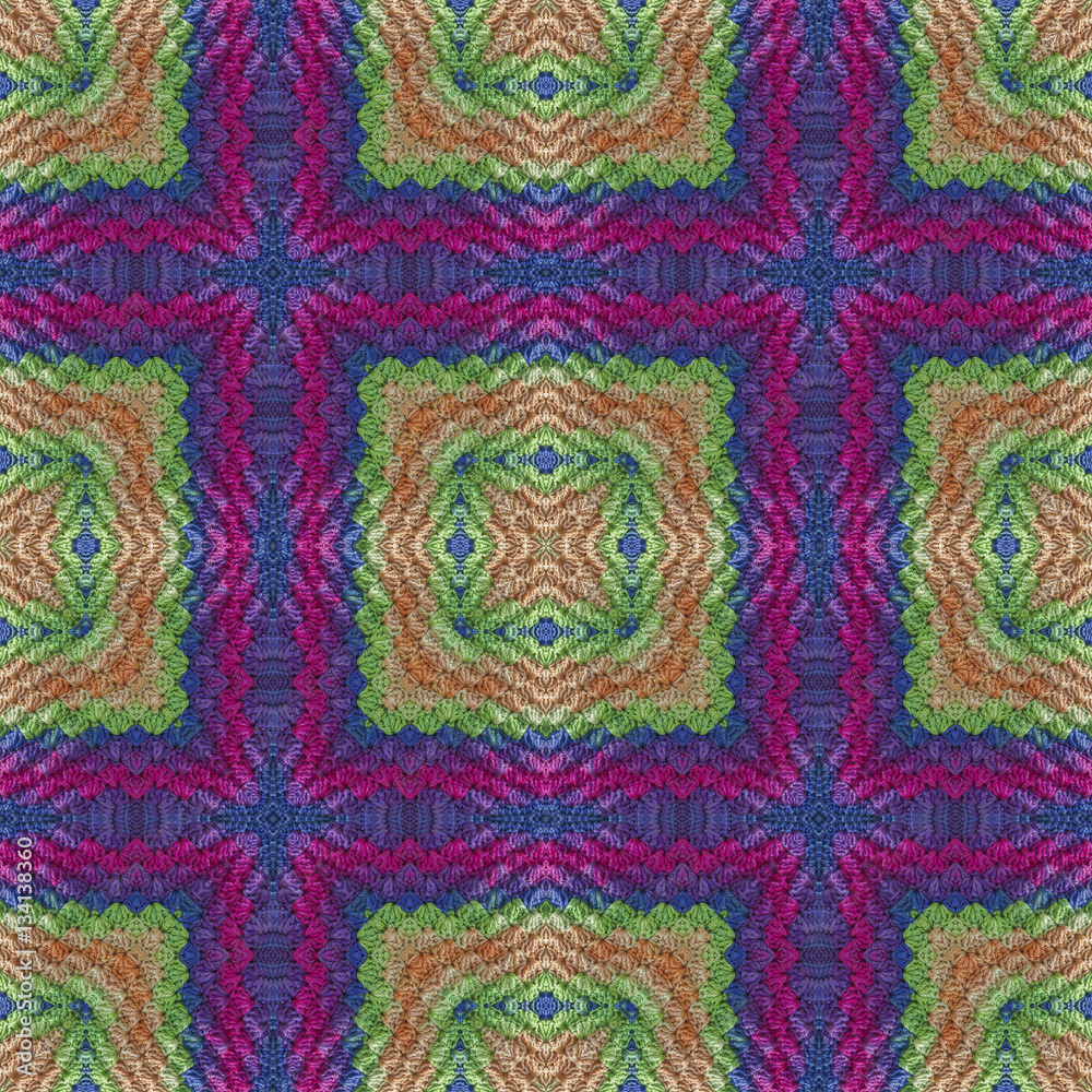 Cotton colorful background, backdrop for scrapbook, top view. Seamless pattern kaleidoscope montage