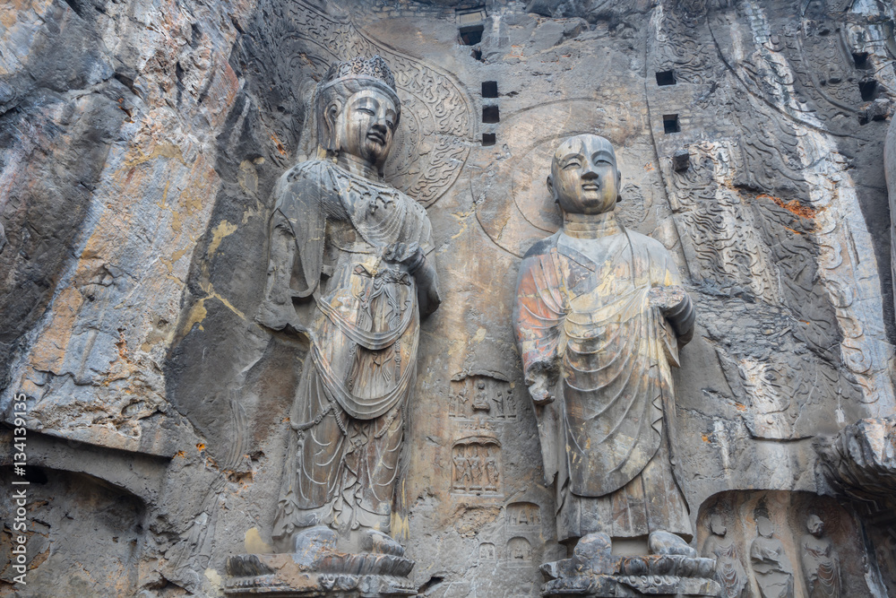 The disciples of Buddha carved stone in Longmen Grottoes