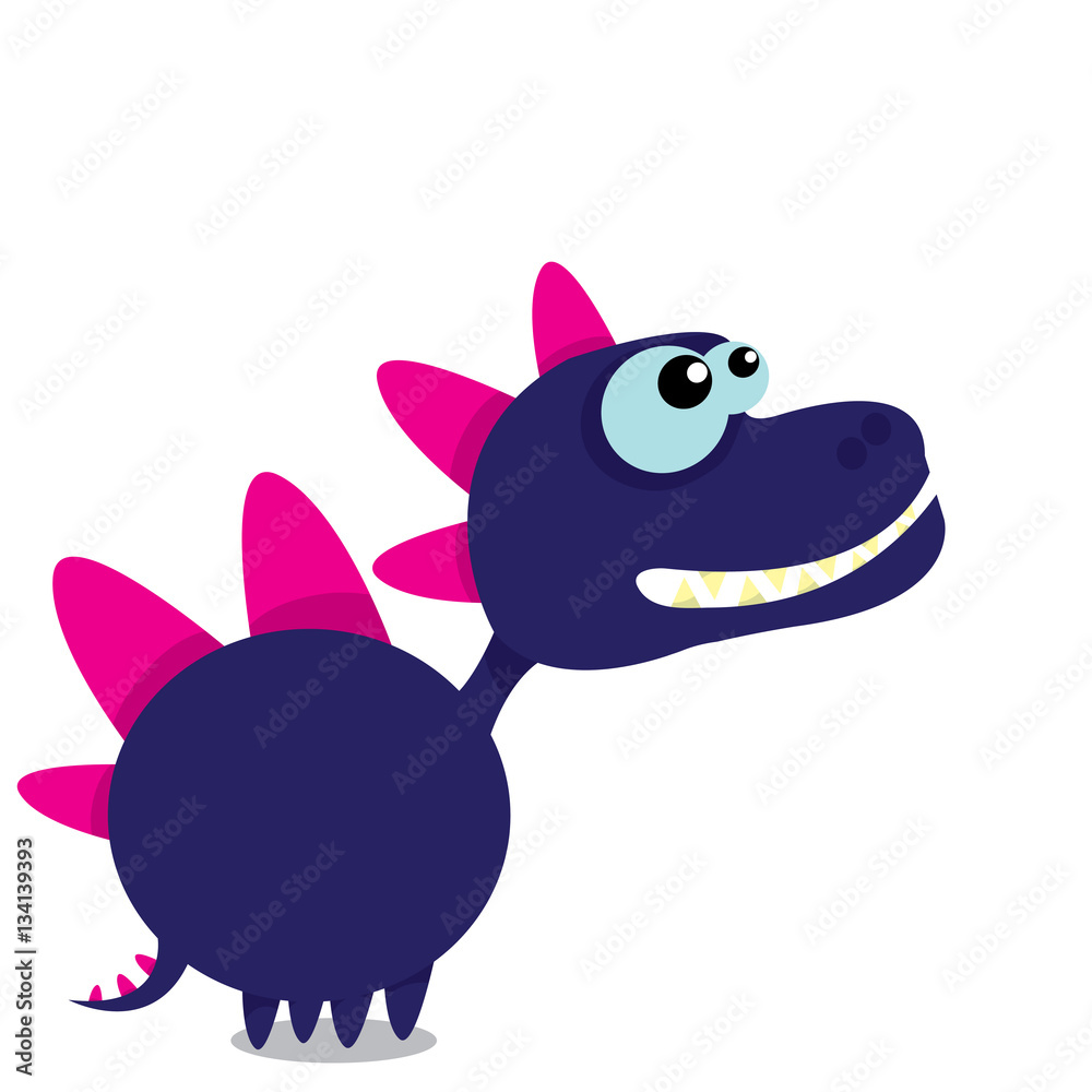 Vector cartoon funny dragon. Cartoon Dinosaur.