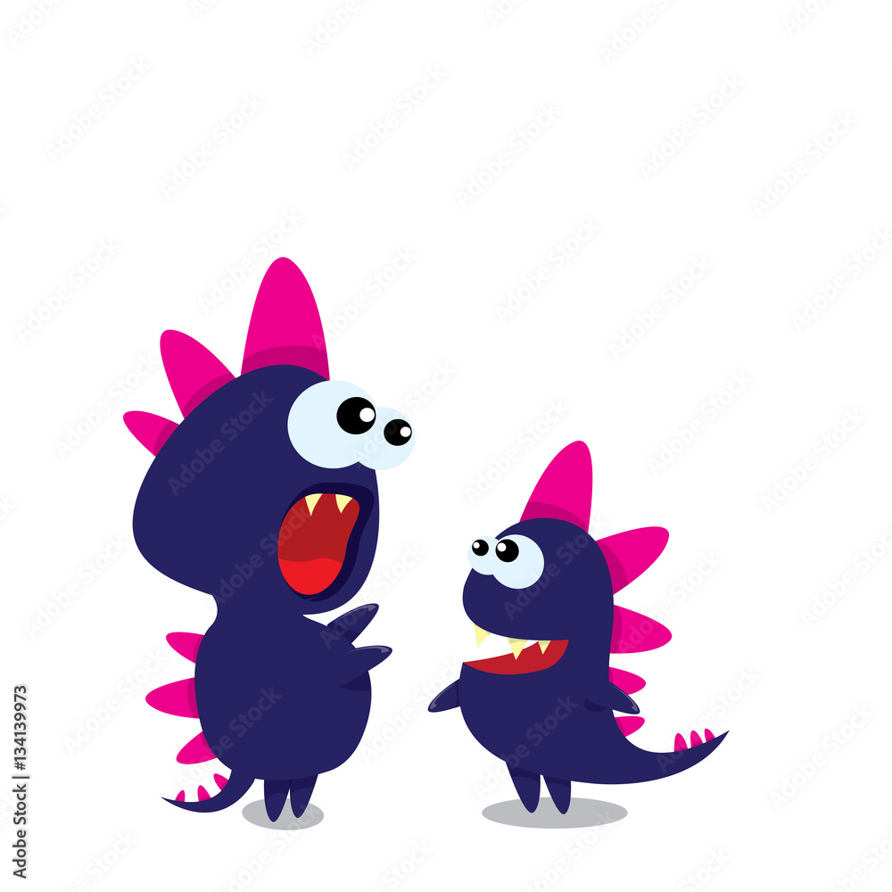 Vector cartoon funny dragon. Cartoon Dinosaur. Vector cartoon funny dragon. Cartoon Dinosaur.