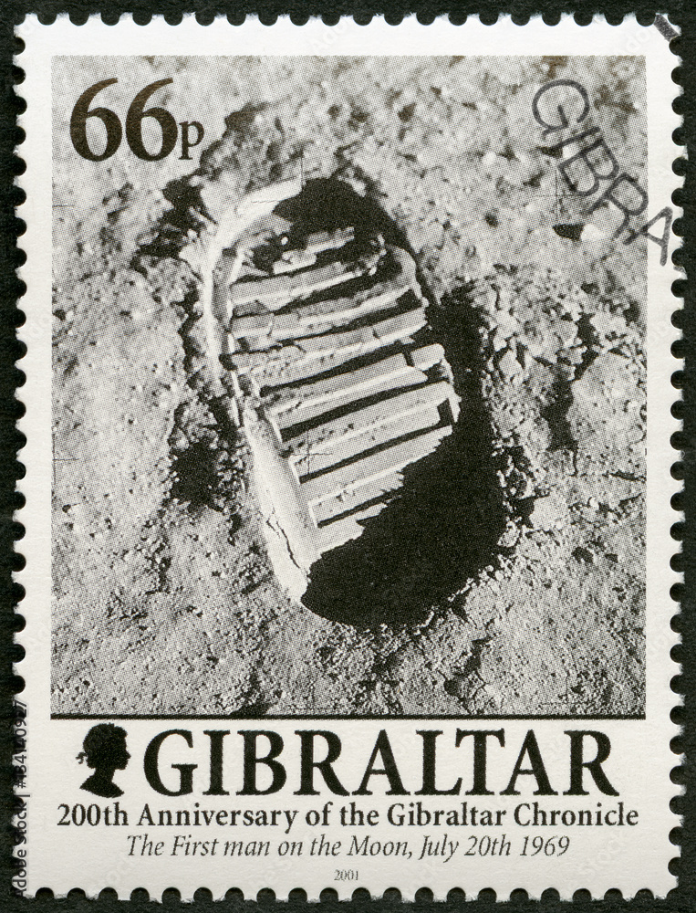 Naklejka premium GIBRALTAR - 2001: shows Footprint on the Moon