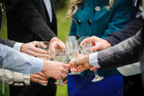 toast glass with Champagne on wedding say