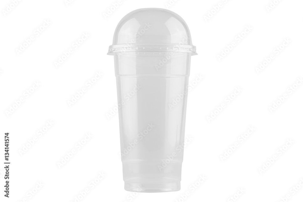 Empty plastic cup isolated on white background - clipping paths. Empty plastic cup isolated on white background - clipping paths.