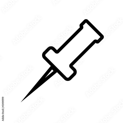 Push pin icon vector, solid illustration, pictogram isolated on white