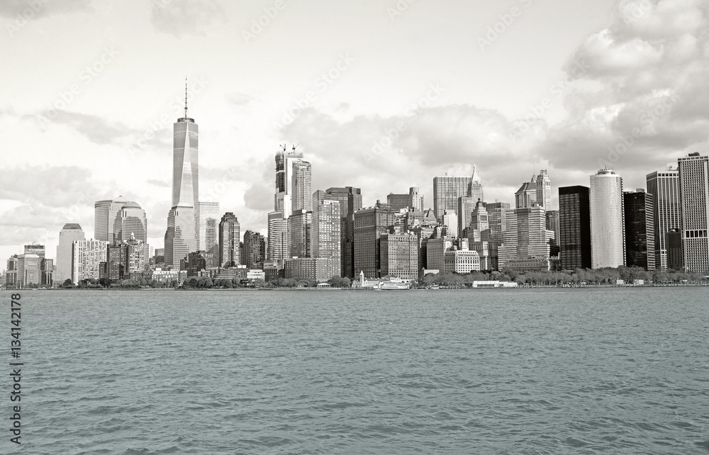 Fototapeta premium View of skyscrapers in New York City with the Hudson Bay