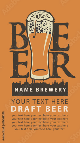 label beer with the old town and glass