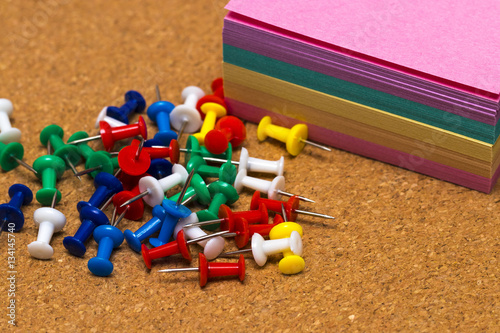 Wallpaper Mural Group of colorful push pins on cork board Torontodigital.ca