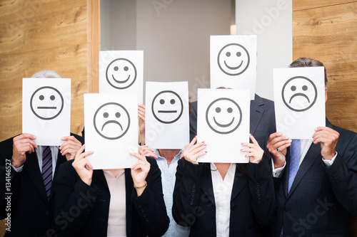 Business Team Feeling Sad, Happy Or Neutral
