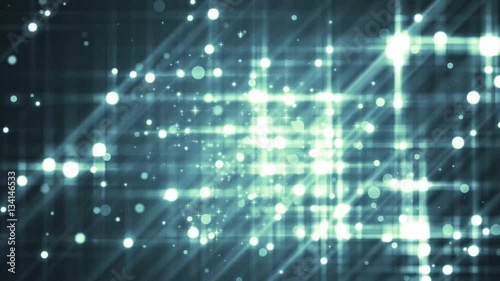  Space turquoise dust with stars on black background. Sunlight of beams and gloss of particles galaxies.