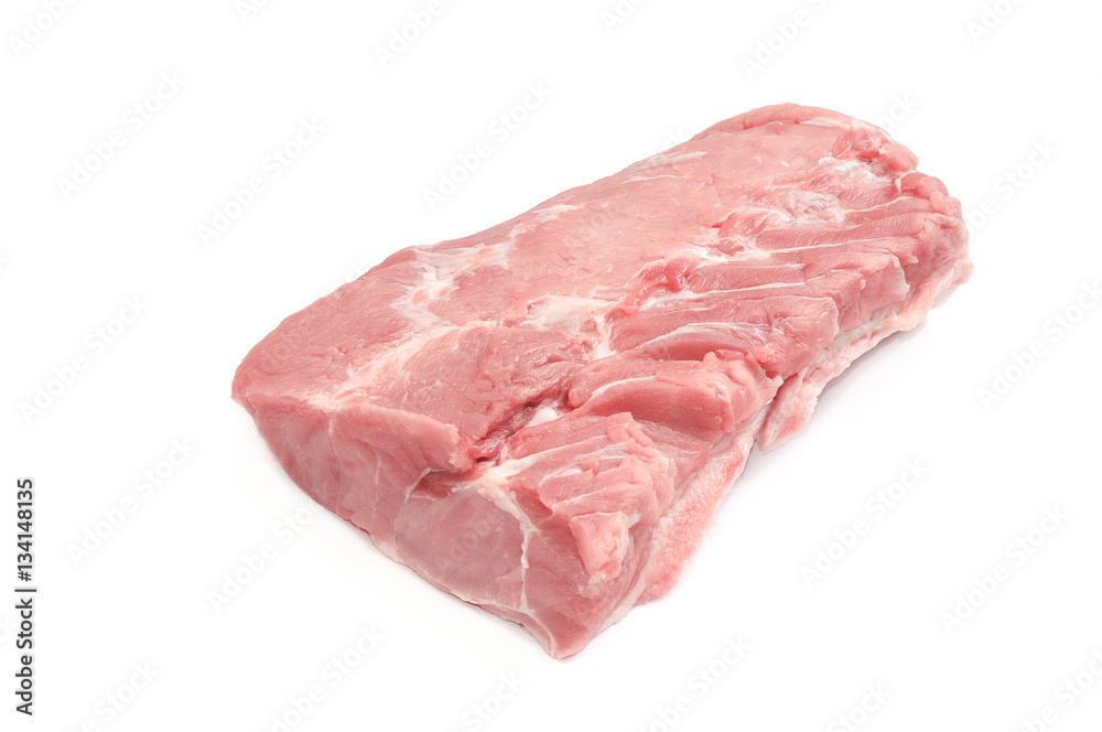 fresh raw pork meat isolated on white backdrop