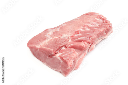 fresh raw pork meat isolated on white backdrop