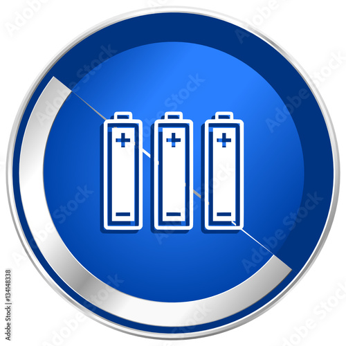 Battery blue vector icon.