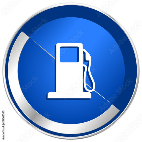 Gas station blue vector icon.