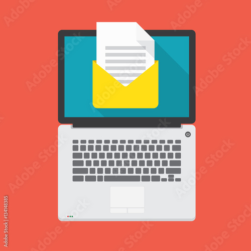 laptop with open email message on the screen
