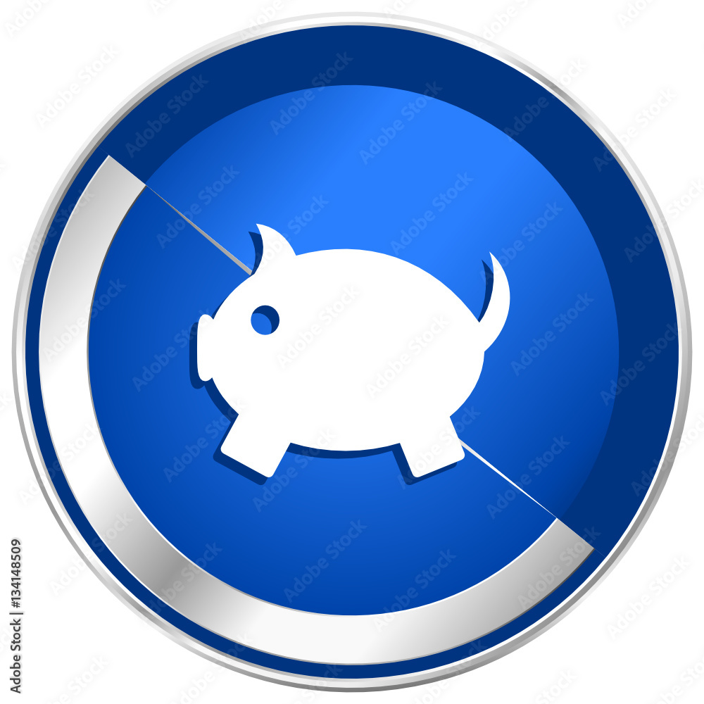Piggy bank silver metallic web and mobile phone vector icon. Piggy bank silver metallic web and mobile phone vector icon.