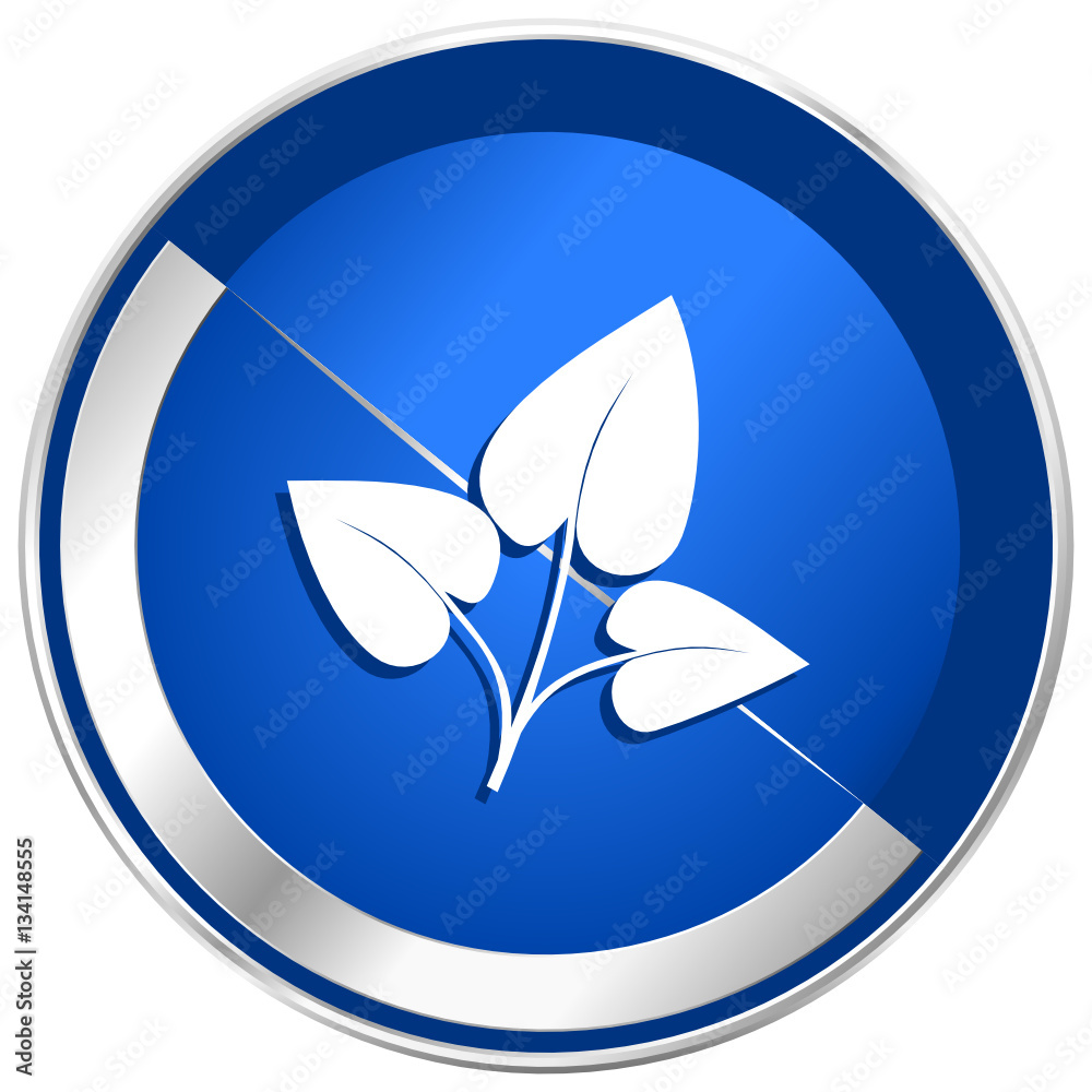 Leaf silver metallic web and mobile phone vector icon. Leaf silver metallic web and mobile phone vector icon.