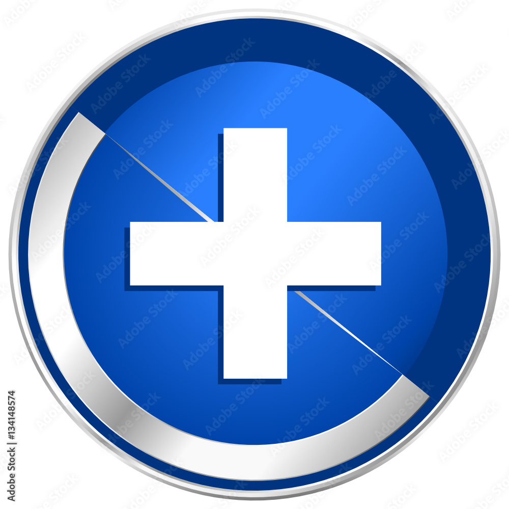 Plus silver metallic web and mobile phone vector icon. Plus silver metallic web and mobile phone vector icon.