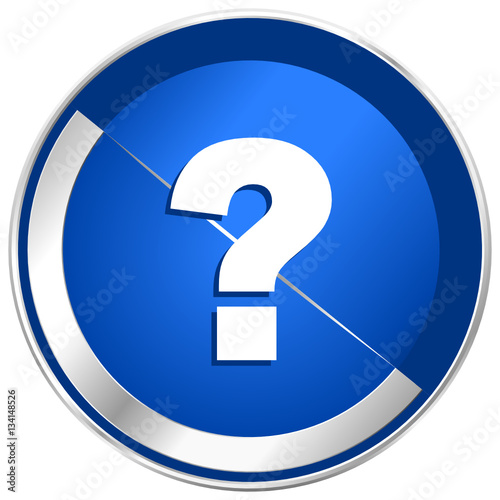 Question mark silver metallic web and mobile phone vector icon.