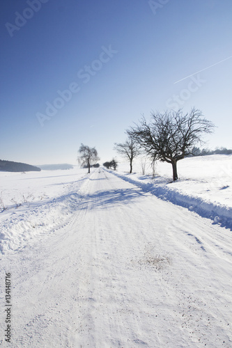 Winter landscape and sunny weather