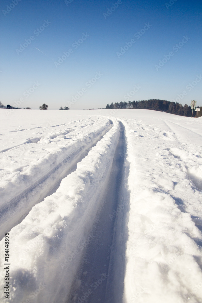 Winter landscape and sunny weather