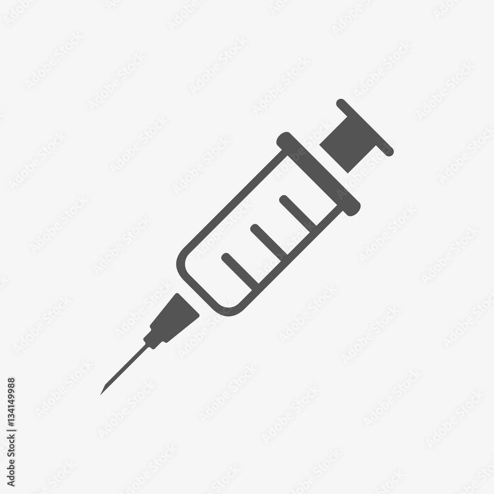 Injection syringe flat icon vector for medical apps and websites Injection syringe flat icon vector for medical apps and websites