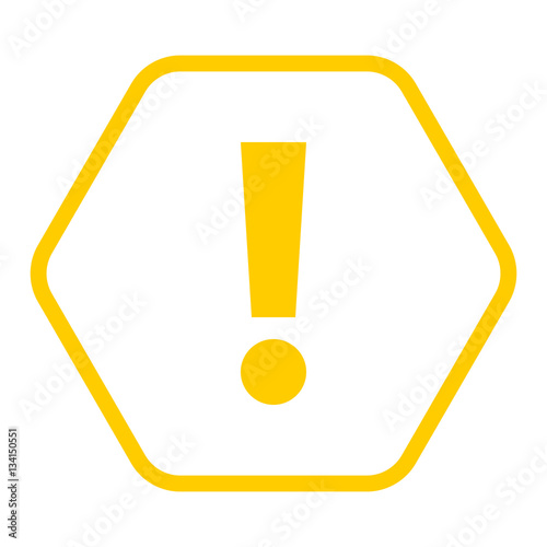 Yellow hexagon exclamation mark icon warning sign attention butt