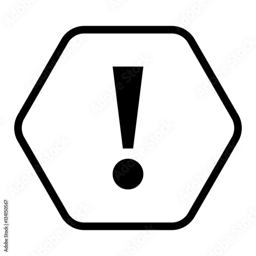 Black hexagon exclamation mark icon warning sign attention butto