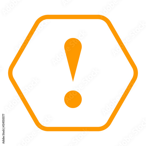 Orange hexagon exclamation mark icon warning sign attention butt