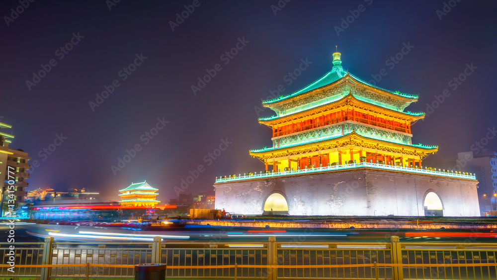 Night light of Xian Bell Tower
