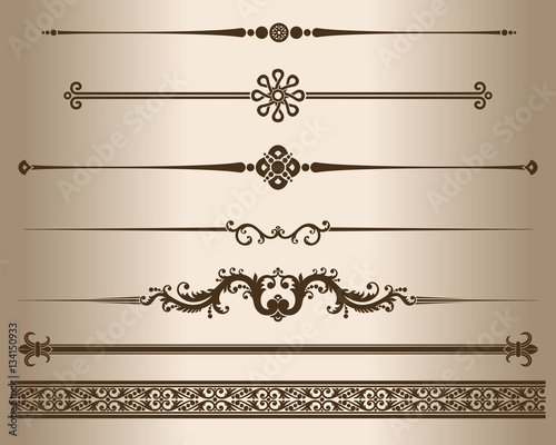 Decorative elements. Design elements - decorative line dividers and ornaments. Vector illustration.
