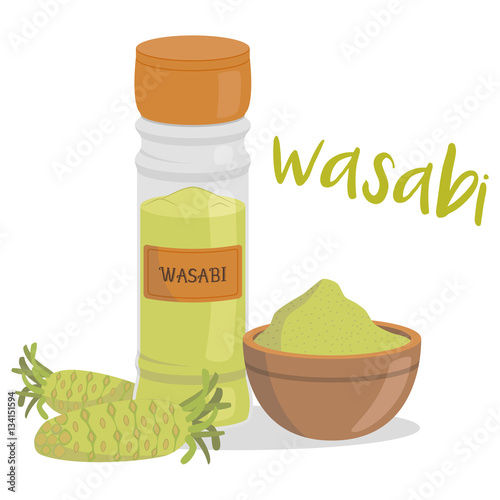 Vector wasabi illustration isolated in cartoon style. Herbs and Species Series