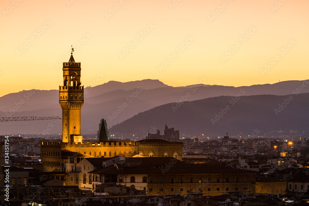 View of the Palazzo Vecchio in Florence in Italy View of the Palazzo Vecchio in Florence in Italy