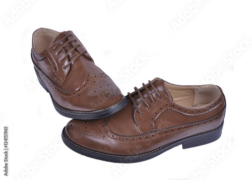 men's fashion shoes brown isolated on white background