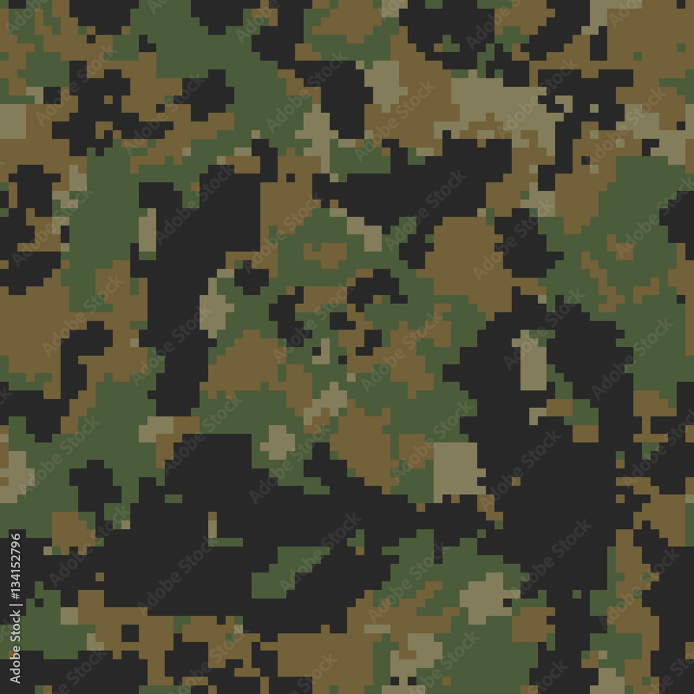 Seamless green and brown digital camouflage pattern vector Seamless green and brown digital camouflage pattern vector