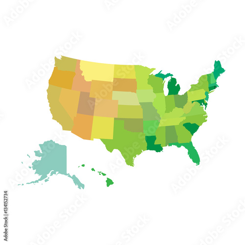 United States of America USA Vector Map isolated on white. background. Vector illustration.