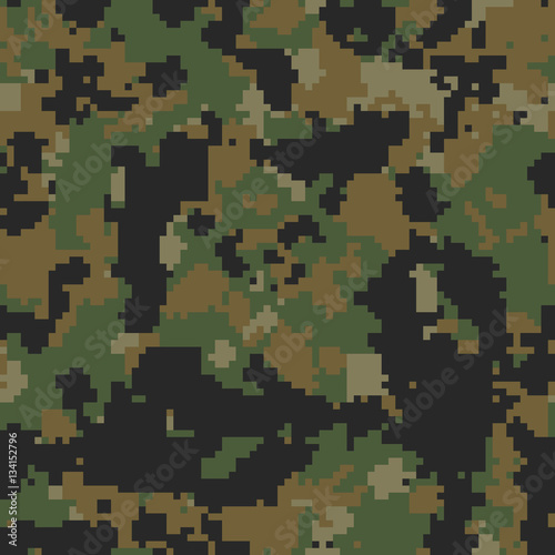 Seamless green and brown digital camouflage pattern vector