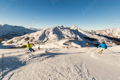 View of the ski resort Jungfrau Wengen in Switzerland photo