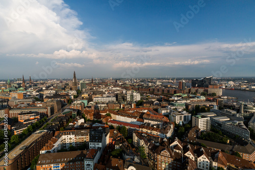 Overlook to the old town part of Hamburg, Germany