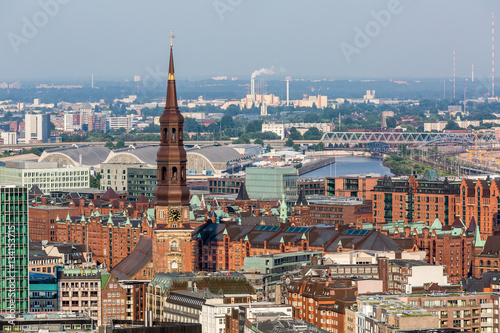 Overlook to the old town part of Hamburg, Germany