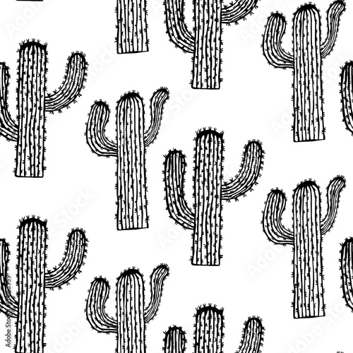 Vector seamless pattern with cactus.