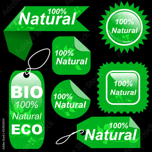 Shopping natural green sale tags labels set organic
