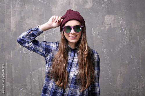 Pretty teenager girl on col...