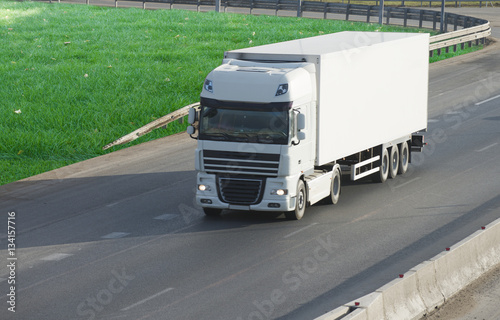 The truck on asphalt road