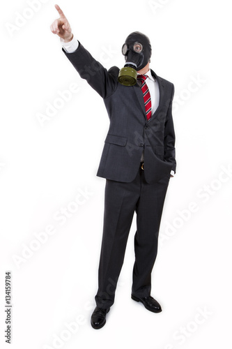 business man with gas mask